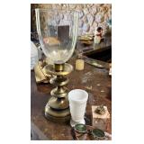 Brass Hurricane Lamp, Marble Lighter, Sunglasses