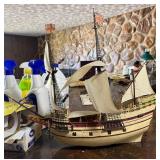 Wood Model Sailing Ship w/Sails, No Base