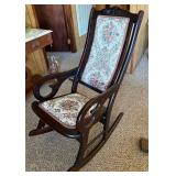 Wood Rocking Chair w/Upholstered Floral Panels
