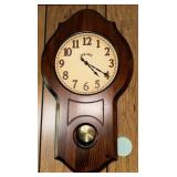 Bulova Wood Wall Clock w/ Brass Pendulum