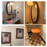 Decorative Bathroom Contents w/ Mirrors & Art