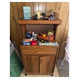 Wood Utility Cabinet w/ Drawer, Doors & Contents