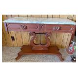 Marble Top Wood Console Table w/ Drawers