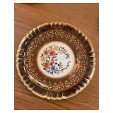 Vtg Floral Plate With Gold Trim 8.5'