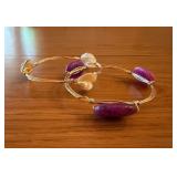 Gold Wire Bracelets With Gems
