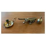 Vtg Brass Bell 3.5', Candleholder, and Figurine 10