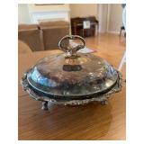 Vtg Silver-Plated Covered Dish 10.5'x7.5'