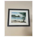 Framed Coastal Watercolor Art 22'x18'