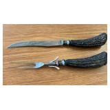 Vtg Antler Handle Carving Set