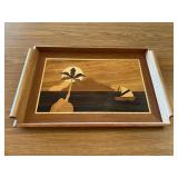 Wooden Inlaid Serving Tray 19'x12.5'