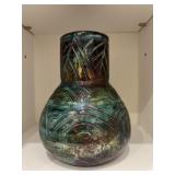 Vtg Multicolor Art Pottery Vase 7'