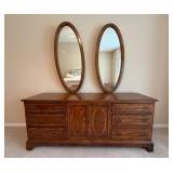 Vtg Wooden Dresser w/Mirrors74x20x80