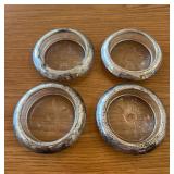 4 Vtg Glass & Metal Coasters 4'