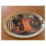 Vtg Hand-Decorated Tole Tray 17.5'x13'