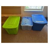 Three Plastic Storage Bins