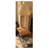 Wood and Metal Side Table Lamp Combo