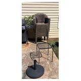 Plastic Chairs and Metal Table Set
