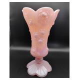 Fenton Pink Iridescent Rose Pedestal Vase