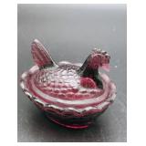 Miniature Purple Hen on Nest