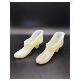2 Fenton Uranium Glass Shoes