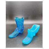 Blue Glass Boot and Shoe