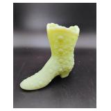 Fenton Daisy & Button Uranium Glass Boot