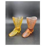 2 Fenton Glass Hobnail Boots