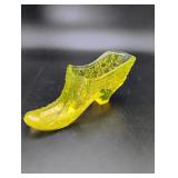 Uranium Glass Daisy & Buttons Shoe
