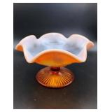 Fenton Art Glass Collector's Peach Marigold Compot