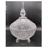 Vintage Star Pattern Clear Glass Lidded Candy Dish