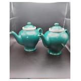 2 McCormick Blue Green Tea Pots