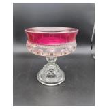 Indiana Glass King's Crown Ruby Flashed Compote