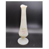 Fenton Satin Uranium Glass Hand Painted Vase