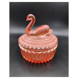 Jeanette Glass Swan Lipstick Holder & Powder Dish