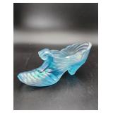 Fenton Blue Iridescent Drapery Cat Slipper