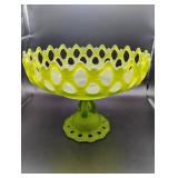 Vintage Westmoreland Green Footed Lattice Bowl