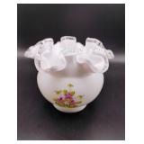 Fenton Ruffled Silver Crest Glass Bowl