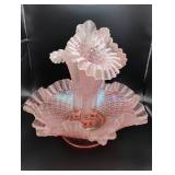 Fenton Pink Diamond Lace Epergne