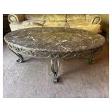 Oval Marble-Like Top Coffee Table