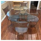 Glass-Top Dining Table with 4 Chairs