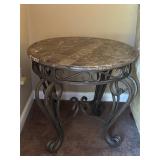 Round Marble-Like Side Table