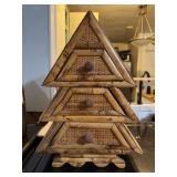 Triangular Bamboo & Wicker 3-Drawer Jewelry Box