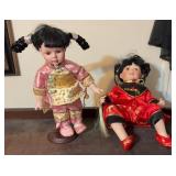 Asian Dolls in Silk Style Outfits