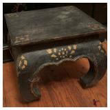 Chinese Black Lacquer Gilt Low Stand or Stool