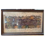 1960s-70s Asian Batik Wall Art Procession Scene