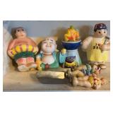 Ceramic Bathing & BBQ Figurines Set