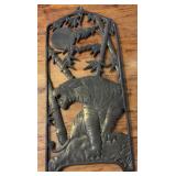 Brass Wall Hanging Tiger, Bamboo, & Moon Scene