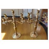 Pair of Brass 5-Arm Candelabras