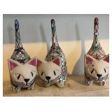 3 Hand-Painted Small Ceramic Cat Figurines