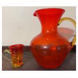Amberina Pitcher w/ Miniature Crackle Glass